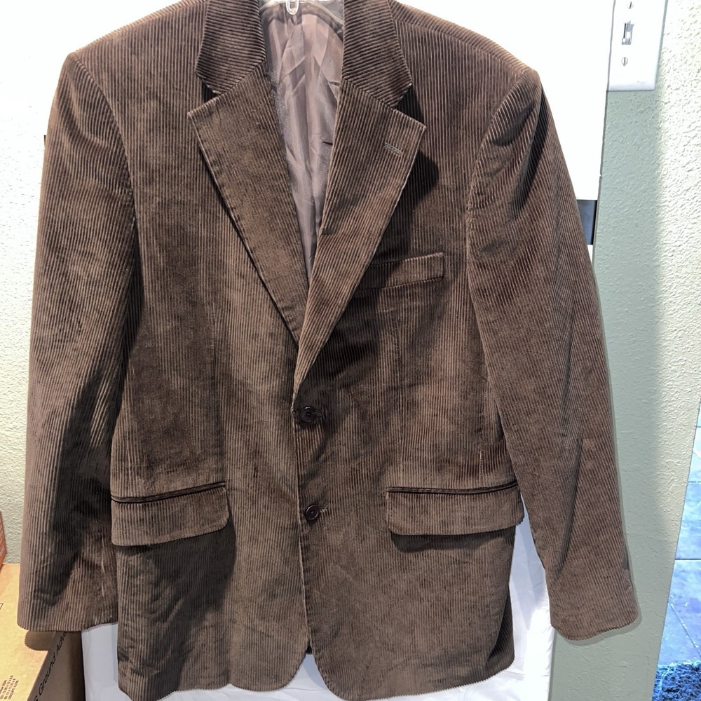 Corduroy Sport Coat Blazer Jacket Men's Sz 40R Brown 100% Cotton Dark Academia
